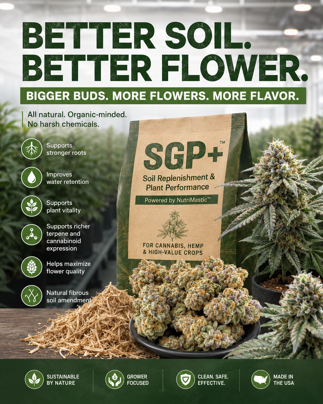 SupremeAG cannabis trial - bigger roots, denser flower